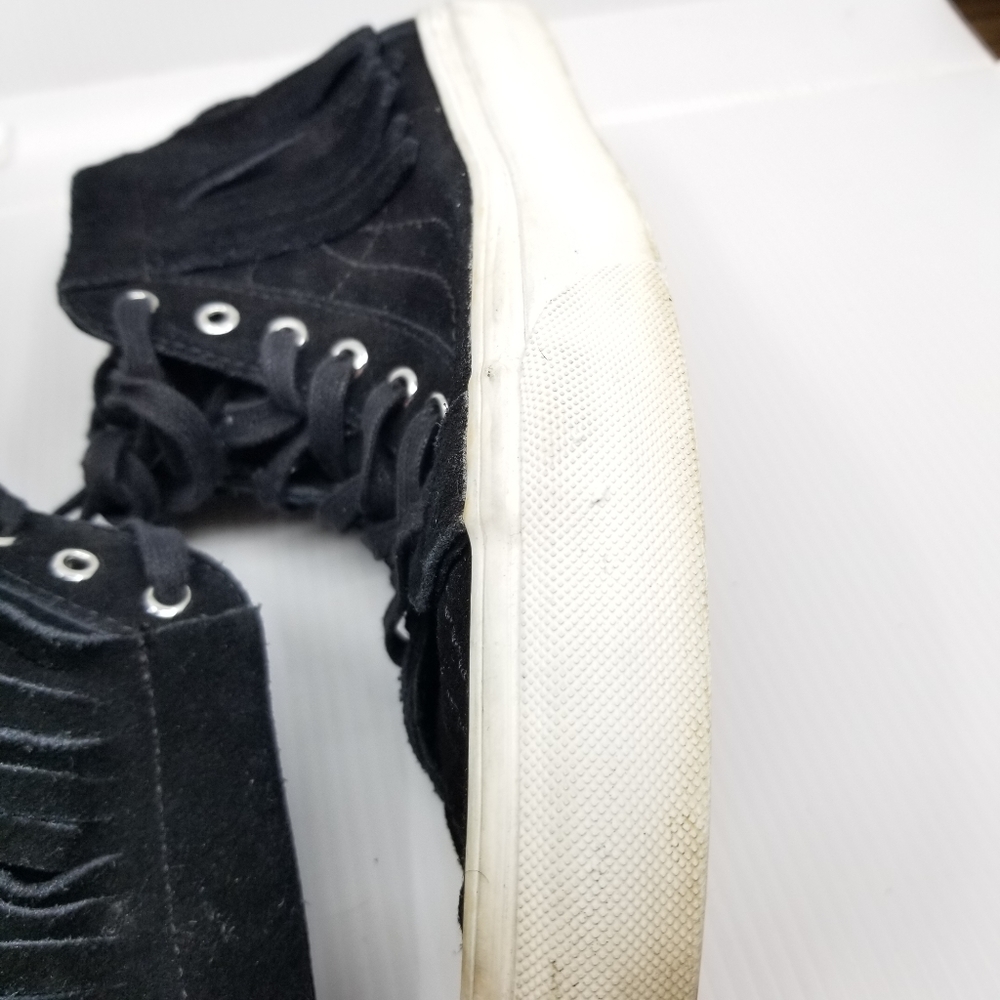 SOLD..Vans Black Suede Fringe Sk8 Hi Moc Style Sneakers - Picture 5 of 13